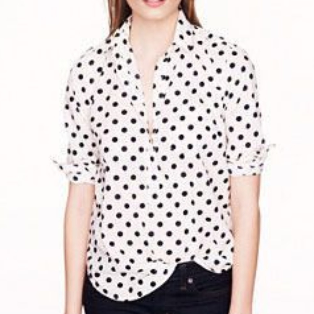 SOLDJ Crew Factory Polka Dot Pullover Top SIZE XXS - Picture 1 of 4